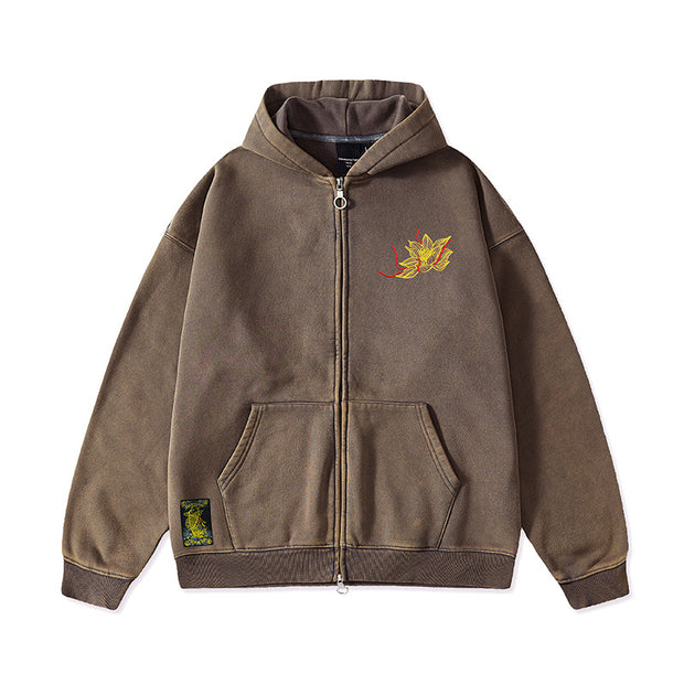 Autumn And Winter Fleece-lined Vintage Chinese Style Embroidered Hoodie