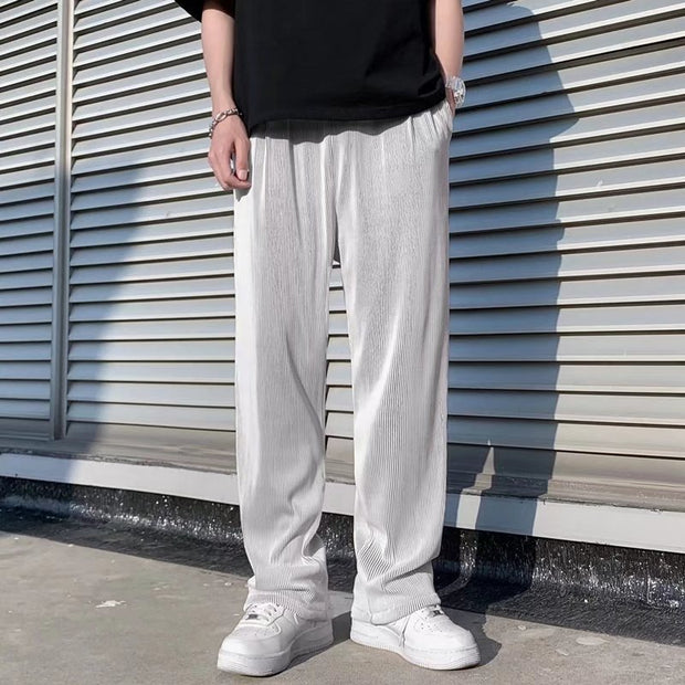 Striped Ice Silk Leggings Men's Summer Thin
